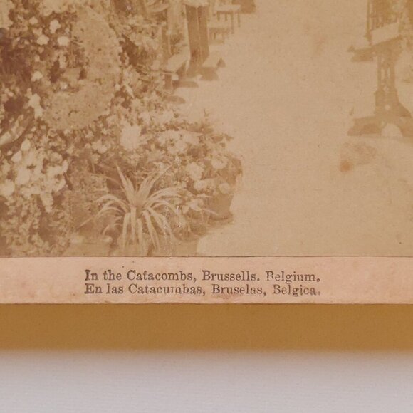 ANTIQUE Stereograph Inside the Catacombs Brussels, Belgium Palais du Coudenberg - Picture 3 of 5